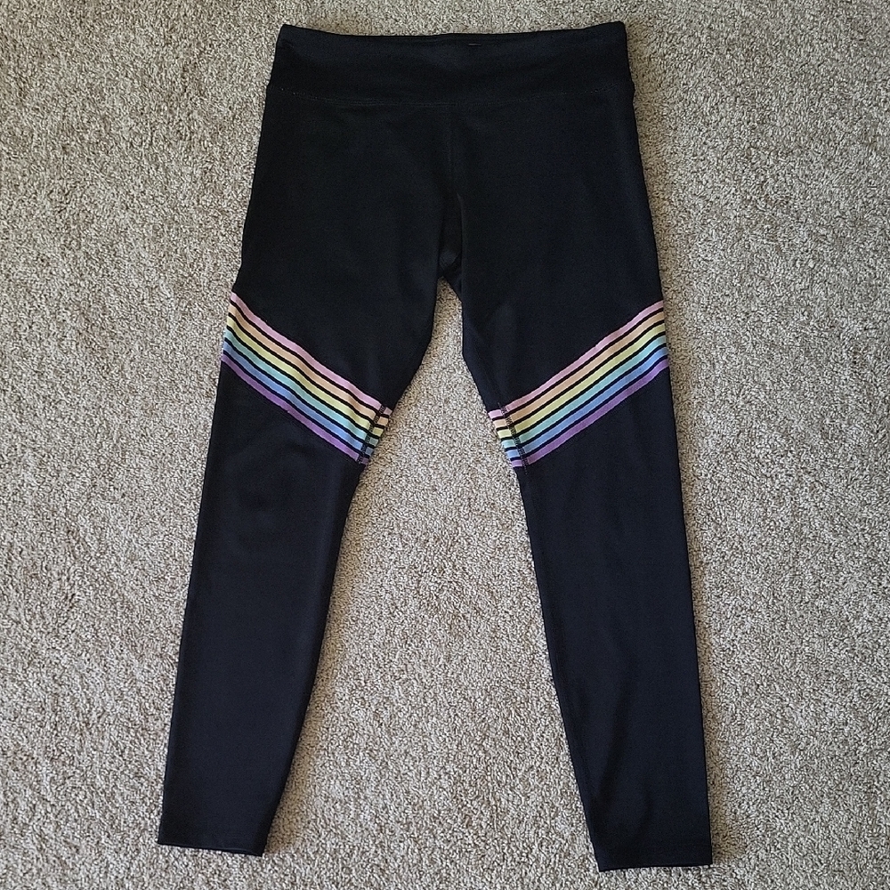 Black Leggings With Rainbow Stripe